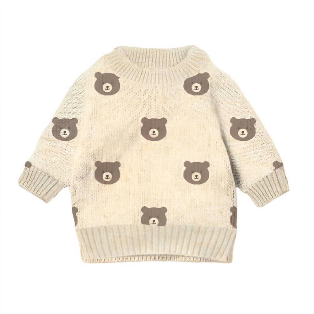 NEW WILSON + FRENCHY boy's beary cute knit sweater in beige